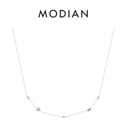 MODIAN 925 Sterling Silver Rainbow Colorful Zirconia Pendant Necklace Shiny Geometric Chain Neck For Women Party Jewelry Gift