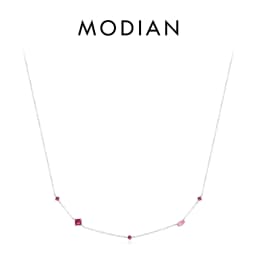MODIAN 925 Sterling Silver Rainbow Colorful Zirconia Pendant Necklace Shiny Geometric Chain Neck For Women Party Jewelry Gift