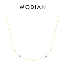 MODIAN 925 Sterling Silver Rainbow Colorful Zirconia Pendant Necklace Shiny Geometric Chain Neck For Women Party Jewelry Gift