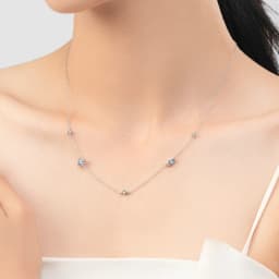 MODIAN 925 Sterling Silver Rainbow Colorful Zirconia Pendant Necklace Shiny Geometric Chain Neck For Women Party Jewelry Gift