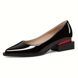 Women's New Pointed Patent Leather Mid Heel Oversized Comfortable Casual Retro Work Single Shoe