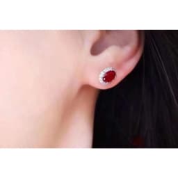 Female Party Jewelry New 100% Natural and Real Ruby Luxury Stud Earring Free Shipping Jewelry Natural Real Ruby 925 Silver