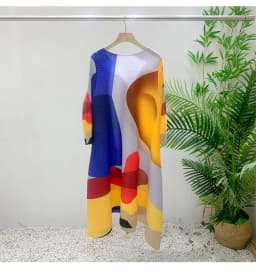 Miyake Pleated Printed Skirt Spring Autumn New Temperament Plus Size Large Swing High Waist Casual Dresses for Women
