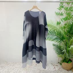 Miyake Pleated Printed Skirt Spring Autumn New Temperament Plus Size Large Swing High Waist Casual Dresses for Women