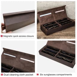 Retro Genuine Leather 2/3/4/6/8 Grids Eyeglasses Storage Box Sunglasses Glasses Display Case Family Travel Sunglasses Organizer