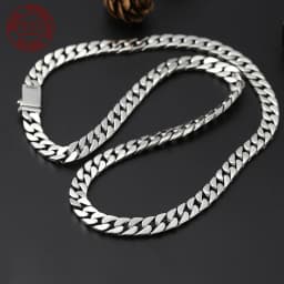 Genuine 100% Solid S925 Sterling Silver Necklace 8MM Punk S925 Silver Jewelry Certified Pass The Test Never Fade Silver Jewelry