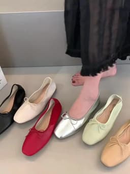 2024 Fashion Candy Color Flats Ballet Shoes Women Female Ballet Round Toe Shallow Bow Knot Ballerina Soft Moccasin Zapatos Mujer
