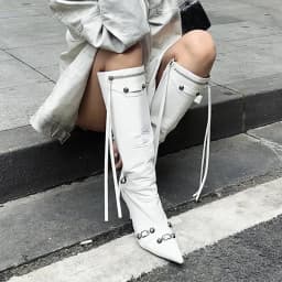 New Women Knight High Boots Fashion Tassels Side Zippers Ladies Elegant Pointed Toe Long Booties Women's Footwear
