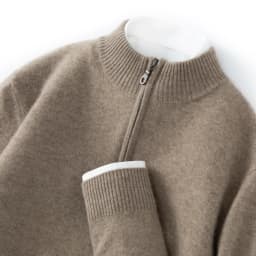 CHICUU Men's 100% Cashmere Sweater Zipper Pullover Mock Neck Long Sleeve Basic Cashmere Knitwear Autumn Winter Clothing Tops