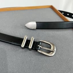 Women Men Vintage Silver Black Waistband leather Cowskin Buckle Belt 125cm