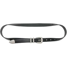 Women Men Vintage Silver Black Waistband leather Cowskin Buckle Belt 125cm