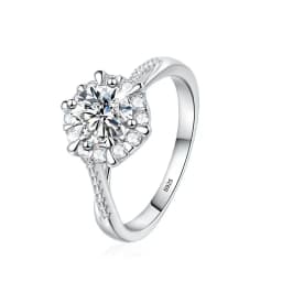 NeeTim 0.5 1CT Moissanite Sparkling Rings Wedding Band for Women 925 Sterling Silver with Plated 18k White Gold Promise Ring