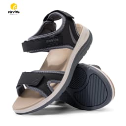 FitVille Women's Sandals Adjustable Ankle Strap for Swollen and Flat Feet Wide Arch Support Open Toe Orthopedic Sandals