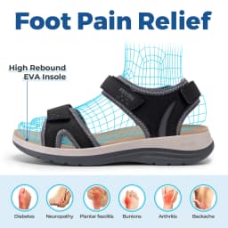 FitVille Women's Sandals Adjustable Ankle Strap for Swollen and Flat Feet Wide Arch Support Open Toe Orthopedic Sandals