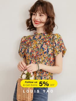 LOUIS YAO Floral Shirt 2026 Summer Women's Blouse French Style O Neck Short Sleeve Elegant Blouses Pullover Top