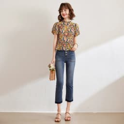 LOUIS YAO Floral Shirt 2026 Summer Women's Blouse French Style O Neck Short Sleeve Elegant Blouses Pullover Top