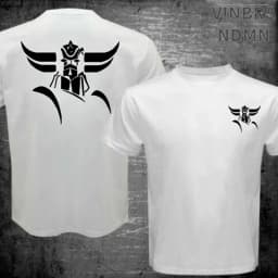 Front Back Print Goldorak Grendizer Mazinger Z T-Shirt Japanese Cartoon Design Summer Men's Tees Tops Short Sleeve Cotton Tshirt