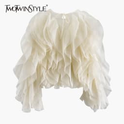 TWOTWINSTYLE Ruffles Shirts For Women Pullover Blouse Female Fashion Style