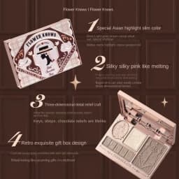 Flower Knows Chocolate Wonder-Shop Highlighter Contour Powder Face Palette for Women Bronzer Illuminator Original Highend Makeup