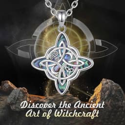 Eudora original 925 Sterling Silver Witch Knot Necklace for Men Women Natural Abalone Witchcraft Amulet Pendant Wicca Jewelry