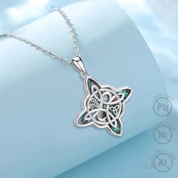 Eudora original 925 Sterling Silver Witch Knot Necklace for Men Women Natural Abalone Witchcraft Amulet Pendant Wicca Jewelry