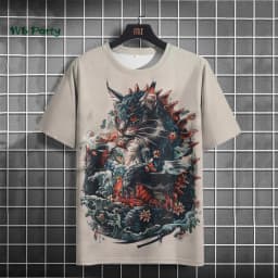Japanese Men's T-Shirt Ukiyo-E Cat Print Short Sleeve T-Shirt Casual Harajuku Tops Summer Men's Daily Outdoor Oversized Clothing
