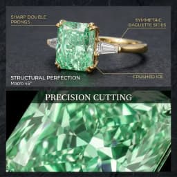 Bocarman Wedding Band Ring S925 Silver Rectangular Mint Green Ice Cut Zircon Elegant Anniversary Present for Her