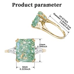 Bocarman Wedding Band Ring S925 Silver Rectangular Mint Green Ice Cut Zircon Elegant Anniversary Present for Her