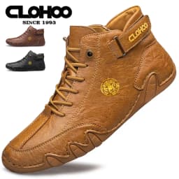 CLOHOO Hand-Sewn Soft-Soled Octopus Boot Men's Short Boots High-Top Leather Boots for Men