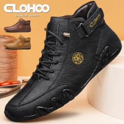 CLOHOO Hand-Sewn Soft-Soled Octopus Boot Men's Short Boots High-Top Leather Boots for Men