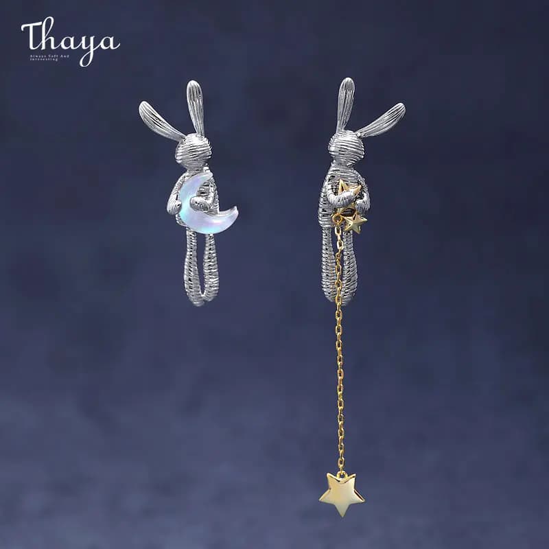 Thaya New Trendy Rabbit Design Women Drop Earring S925 Silver Needle Crystal Pendant Earrings For Women Vintage Fine Jewelry