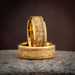8MM Gold Color Tungsten Carbide Men’s Wedding Bands Inlaid Gold Leaf Comfort Fit Fashion Jewelry Engagement Ring Promise Rings