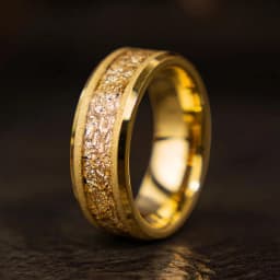 8MM Gold Color Tungsten Carbide Men’s Wedding Bands Inlaid Gold Leaf Comfort Fit Fashion Jewelry Engagement Ring Promise Rings