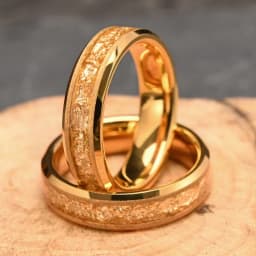 8MM Gold Color Tungsten Carbide Men’s Wedding Bands Inlaid Gold Leaf Comfort Fit Fashion Jewelry Engagement Ring Promise Rings