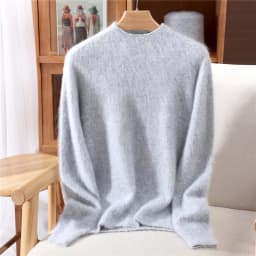 Autumn Winter New Mink Cashmere Sweater Women's Half-Height Color Matching Knitted Pullover Casual Padded Wool Bottoming Coat