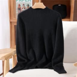 Autumn Winter New Mink Cashmere Sweater Women's Half-Height Color Matching Knitted Pullover Casual Padded Wool Bottoming Coat