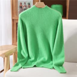 Autumn Winter New Mink Cashmere Sweater Women's Half-Height Color Matching Knitted Pullover Casual Padded Wool Bottoming Coat