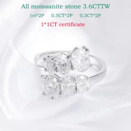 Smyoue 3.6CTTW Certified Full Moissanite Wedding Rings for Women Sparkling Bride Lab Diamond Band Pure 925 Silver Plated 18K