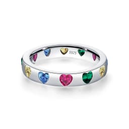 MODIAN 925 Sterling Silver Sweet Romantic Colorful Zircon Heart Stackable Eternity Band Trendy Rings For Women Fine Jewelry