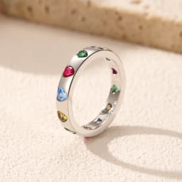 MODIAN 925 Sterling Silver Sweet Romantic Colorful Zircon Heart Stackable Eternity Band Trendy Rings For Women Fine Jewelry