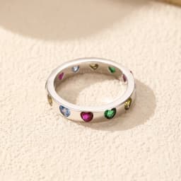 MODIAN 925 Sterling Silver Sweet Romantic Colorful Zircon Heart Stackable Eternity Band Trendy Rings For Women Fine Jewelry