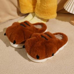 Cute Cartoon Fluffy Slippers For Women Men Winter Warm Shoes Soft Plush Big Paw Anti-slip Couples Indoor Home Cotton Slipper