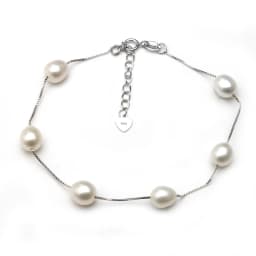 Real Freshwater Pearl Bracelet For Women,Wedding Natural Pearl Bracelet 925 Silver Wife Mother Birthday Gift White