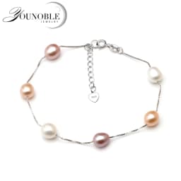 Real Freshwater Pearl Bracelet For Women,Wedding Natural Pearl Bracelet 925 Silver Wife Mother Birthday Gift White