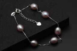 Real Freshwater Pearl Bracelet For Women,Wedding Natural Pearl Bracelet 925 Silver Wife Mother Birthday Gift White