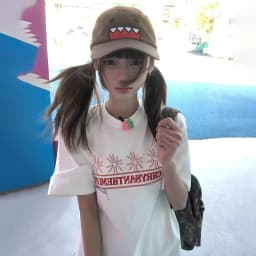 Karrram Japanese Y2k Letter Print T-shirt 2000s Aesthetics Oversized Tops Vintage Harajuku Short Sleeve Tee Shirt American Retro