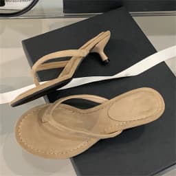 Eilyken Fashion Round Clip Toe Thin Low Heels Women Slippers Outdoor Casual Sandals 2026 New Summer Flip Flops Shoes