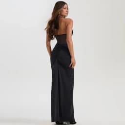 Elegant White Long Curvy Dress Women's Halter Deep V Backless Black Mesh Ruched Maxi Dresses Evening Party Cocktail Robe Summer
