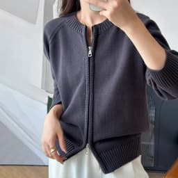 YTFidio 100% Cotton Women O-neck Thick Zipper Solid Cardigan Luxury Designer Clothing Woman Pullover Female Tops 401