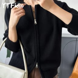 YTFidio 100% Cotton Women O-neck Thick Zipper Solid Cardigan Luxury Designer Clothing Woman Pullover Female Tops 401